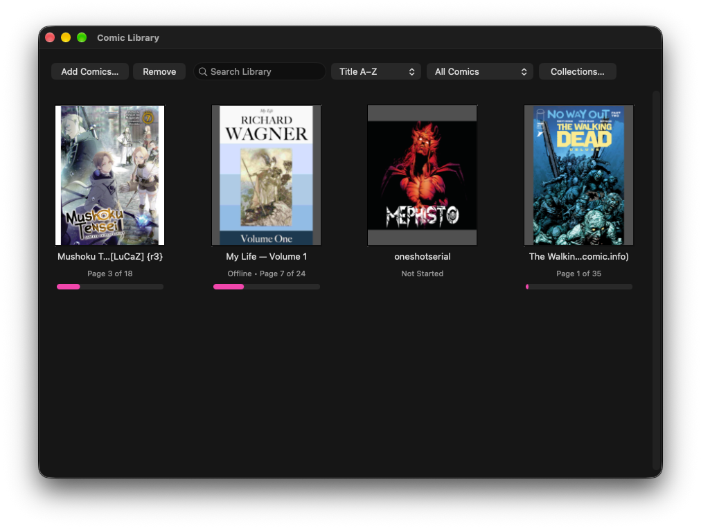Daisuki Manga comic library on Mac
